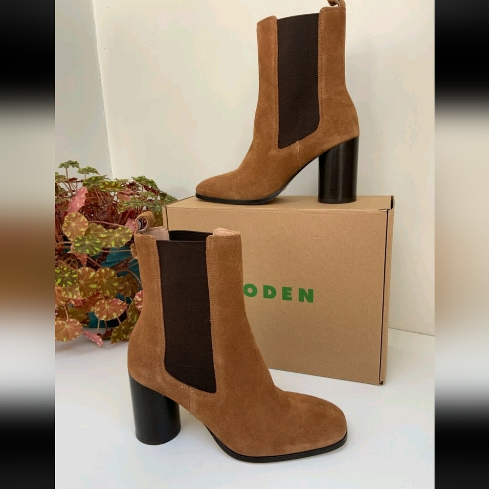 Boden Tan and Brown Heeled Boots